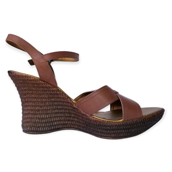 Le Matin Brown Genuine Leather Platform High Heel Sandals Woman's Size 10 - Picture 4 of 9